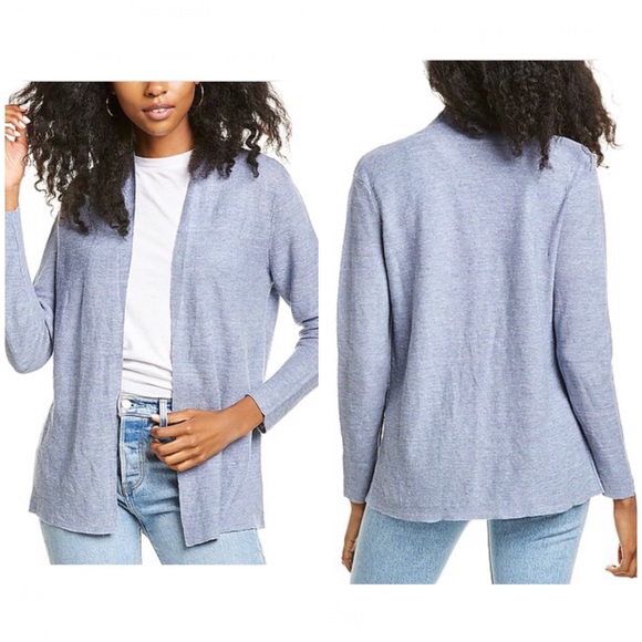 Eileen Fisher Melange Straight Linen Cardigan